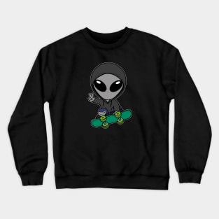 Skateboarding Gray Space Alien Extraterrestrial Crewneck Sweatshirt